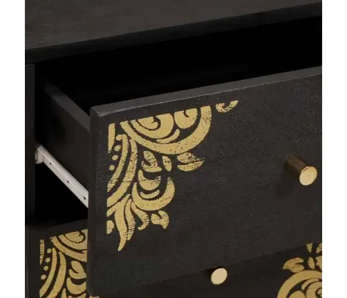 Šalia Lovos Spintelė Su Stalčių 2 Pcs Juoda 40 X 33 X 46 Cm