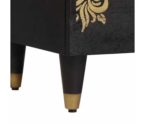 Šalia Lovos Spintelė Su Stalčių 2 Pcs Juoda 40 X 33 X 46 Cm