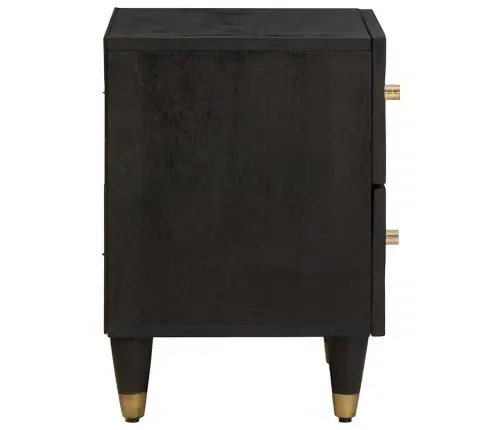 Šalia Lovos Spintelė Su Stalčių 2 Pcs Juoda 40 X 33 X 46 Cm