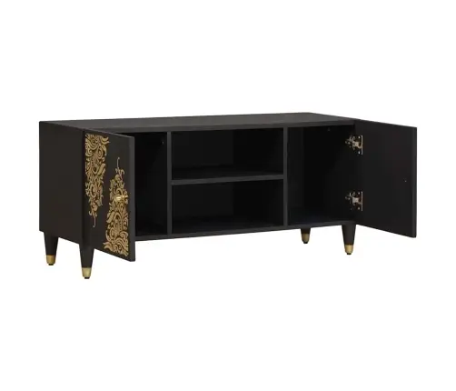 Televizora Skapīša Melna 105 X 33 X 46 Cm Cieta Mango Koksne Vidaxl