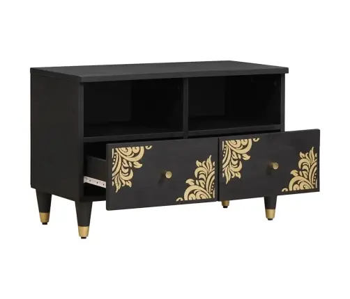 Televizora Skapīša Melna 70 X 33 X 46 Cm Cieta Mango Koksne Vidaxl