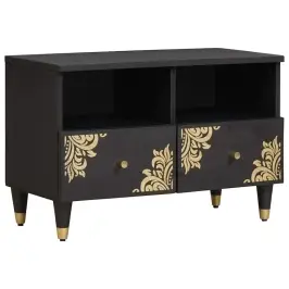 Televizora Skapīša Melna 70 X 33 X 46 Cm Cieta Mango Koksne Vidaxl