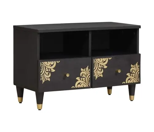 Televizora Skapīša Melna 70 X 33 X 46 Cm Cieta Mango Koksne Vidaxl