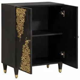 Puse Melna 60 X 33 X 75 Cm Cieta Mango Koksne Vidaxl