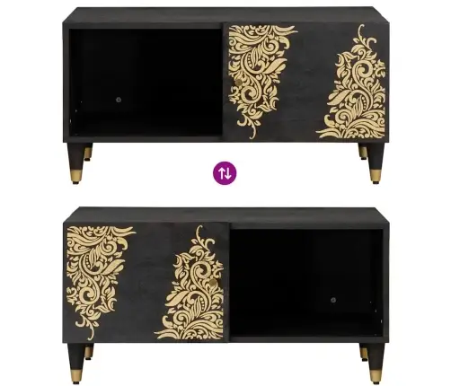 Kafijas Galdiņš Melna 80 X 50 X 40 Cm Cieta Mango Koksne Vidaxl