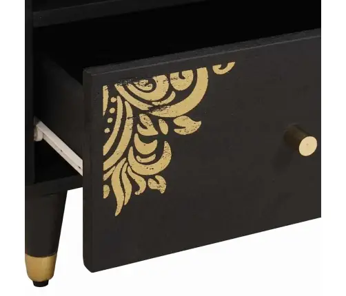 Nakts Skapītis 2 Pcs Melna 40 X 33 X 46 Cm Cieta Mango Koksne Vidaxl