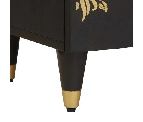 Nakts Skapītis 2 Pcs Melna 40 X 33 X 46 Cm Cieta Mango Koksne Vidaxl