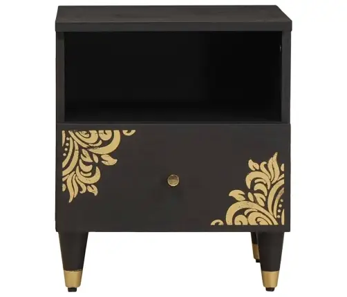 Nakts Skapītis 2 Pcs Melna 40 X 33 X 46 Cm Cieta Mango Koksne Vidaxl