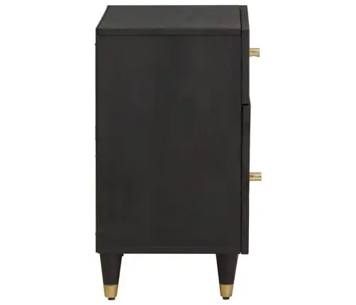 Naktsgaldiņš Ar Durvīm Melna 50 X 33 X 60 Cm Cieta Mango Koksne Vidaxl