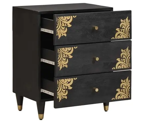 Nakts Skapītis Melna 50 X 33 X 62 Cm Cieta Mango Koksne Vidaxl