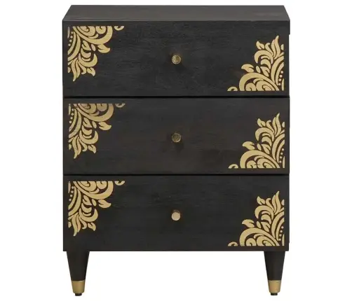 Nakts Skapītis Melna 50 X 33 X 62 Cm Cieta Mango Koksne Vidaxl