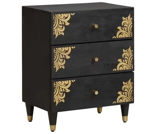 Nakts Skapītis Melna 50 X 33 X 62 Cm Cieta Mango Koksne Vidaxl