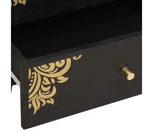 Šalia Lovos Spintelė Juoda 50 X 33 X 62 Cm Kietas Mango Medis