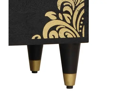 Šalia Lovos Spintelė Juoda 50 X 33 X 62 Cm Kietas Mango Medis