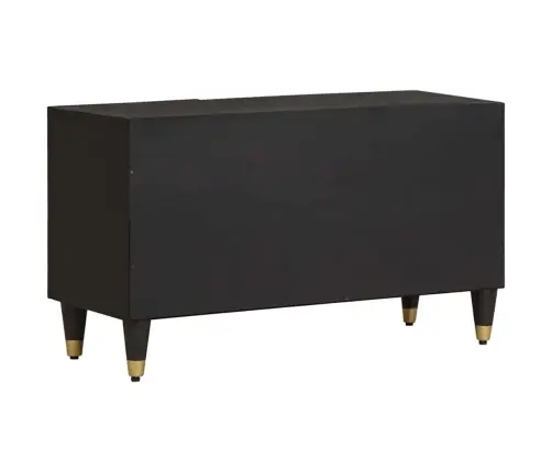 Telerikapp Riiuliga Uksega Must 80 X 33 X 46 Cm Tugev Mango Puu