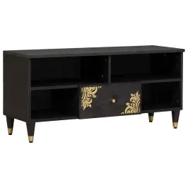 Televizora Skapīša Melna 100 X 33 X 46 Cm Cieta Mango Koksne Vidaxl