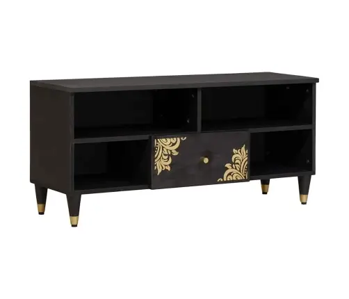 Televizora Skapīša Melna 100 X 33 X 46 Cm Cieta Mango Koksne Vidaxl