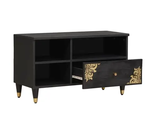 Televizora Skapīša Melna 80 X 33 X 46 Cm Cieta Mango Koksne Vidaxl