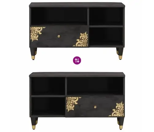 Televizora Skapīša Melna 80 X 33 X 46 Cm Cieta Mango Koksne Vidaxl