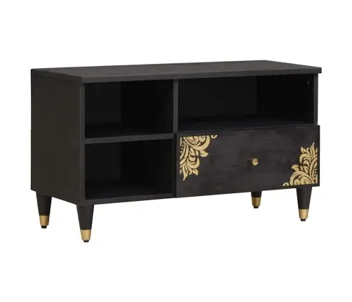 Televizora Skapīša Melna 80 X 33 X 46 Cm Cieta Mango Koksne Vidaxl