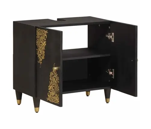 Izlietnes Skapītis Melna 62 X 33 X 58 Cm Cieta Mango Koksne Vidaxl