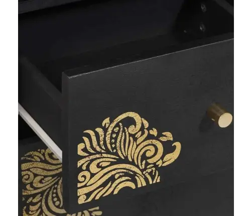 Puse Ar Atvilktni Melna 38 X 33 X 160 Cm Cieta Mango Koksne Vidaxl