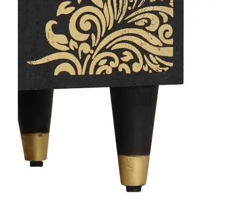 Puse Ar Atvilktni Melna 38 X 33 X 160 Cm Cieta Mango Koksne Vidaxl