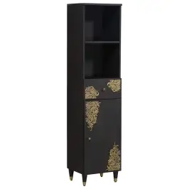 Puse Ar Atvilktni Melna 38 X 33 X 160 Cm Cieta Mango Koksne Vidaxl