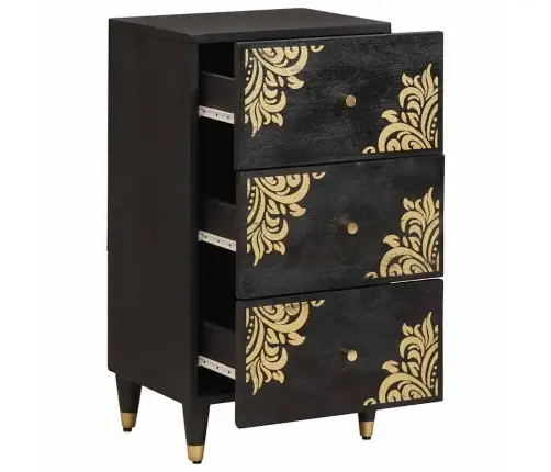 Kõide Sahtliga Riiuliga Must 40 X 33 X 75 Cm Tugev Mango Puu