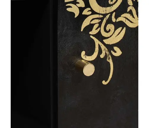 Puse Ar Plauktu Melna 90 X 33 X 75 Cm Cieta Mango Koksne Vidaxl