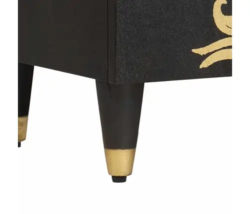 Puse Ar Plauktu Melna 90 X 33 X 75 Cm Cieta Mango Koksne Vidaxl