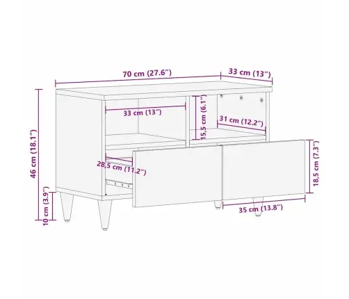 Telerikapp Sahtliga Pruun 70 X 33,5 X 46 Cm Tugev Mango Puu