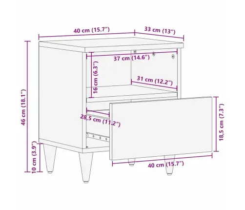 Nakts Skapīši Ar Atvilktni 2 Pcs 40 X 33 X 46 Cm Vidaxl