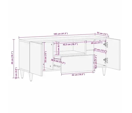 Telerikapp Sahtliga Pruun 105 X 33,5 X 46 Cm Tugev Mango Puu