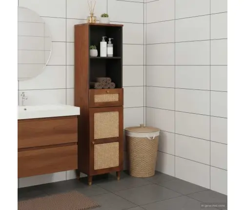 Puse Ar Atvilktni Ar Plauktu Ar Durvīm Brūna 38 X 33.5 X 160 Cm Vidaxl