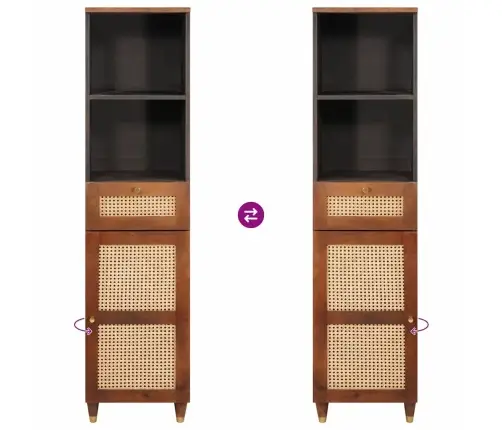 Puse Ar Atvilktni Ar Plauktu Ar Durvīm Brūna 38 X 33.5 X 160 Cm Vidaxl