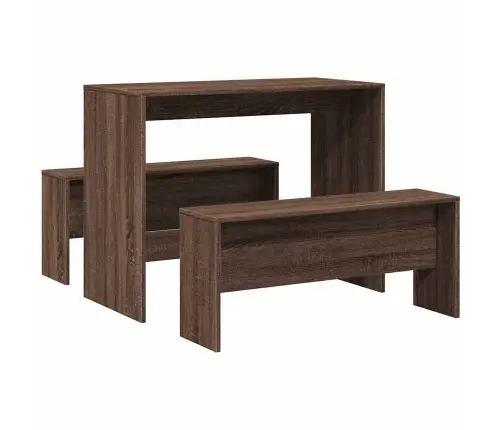 3 Daļīgs Ēdamgalda Un Sola Komplekts Brown Oak Engineered Wood Vidaxl