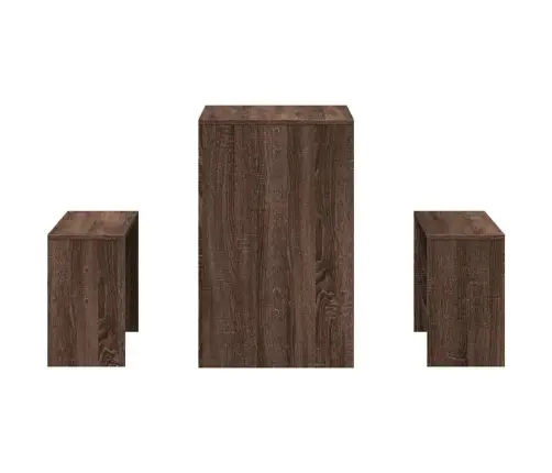 3 Daļīgs Ēdamgalda Un Sola Komplekts Brown Oak Engineered Wood Vidaxl