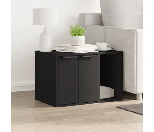 Kaķu Pakaišu Kastes Korpuss Melns 60X40X40 Cm Inženierijas Koks Vidaxl