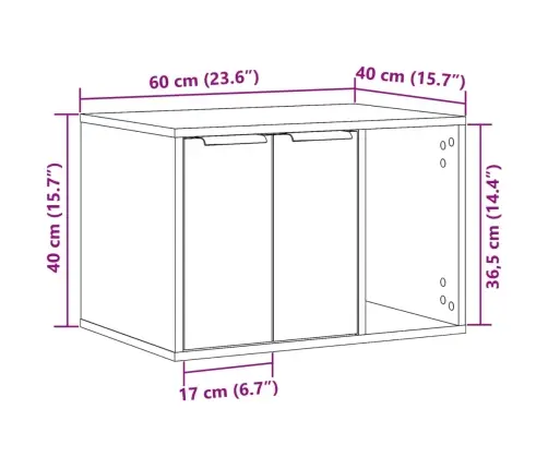Kaķu Pakaišu Kastes Korpuss Melns 60X40X40 Cm Inženierijas Koks Vidaxl