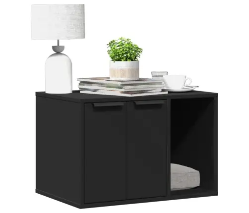 Kaķu Pakaišu Kastes Korpuss Melns 60X40X40 Cm Inženierijas Koks Vidaxl