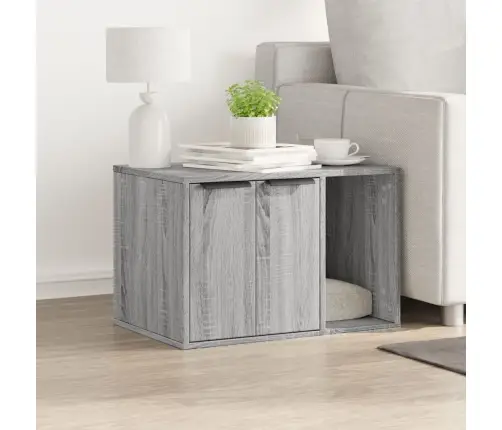 Kaķu Pakaišu Kastes Korpuss Pelēks 60X40X40Cm Inženierijas Koks Vidaxl