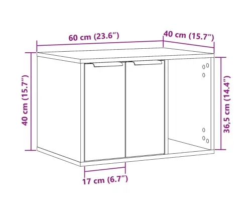 Kaķu Pakaišu Kastes Korpuss 60X40X40 Cm Inženierijas Koks Vidaxl
