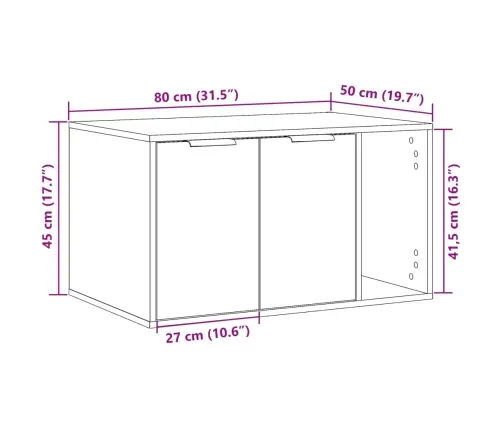 Kaķu Pakaišu Kastes Korpuss Balts 80X50X45 Cm Inženierijas Koks Vidaxl