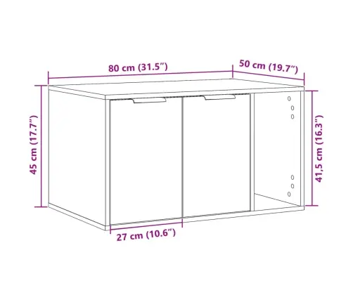 Kaķu Pakaišu Kastes Korpuss Melns 80X50X45 Cm Inženierijas Koks Vidaxl