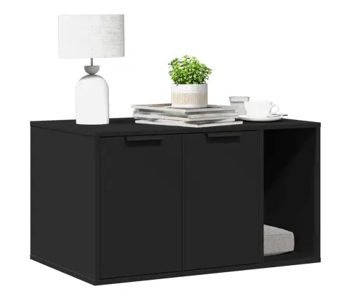 Kaķu Pakaišu Kastes Korpuss Melns 80X50X45 Cm Inženierijas Koks Vidaxl