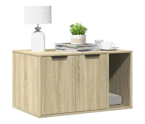 Kaķu Pakaišu Kastes Korpuss Ozola 80X50X45 Cm Inženierijas Koks Vidaxl