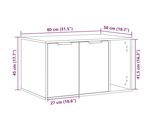 Kassi Liivakast Korpus, Suitsutatud Tamm, 80X50X45cm Tehispuit
