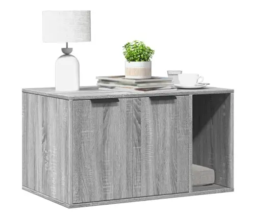 Kačių Kraiko Dėžės Spintelė, Pilka Ąžuolo, 80X50X45cm Mediena