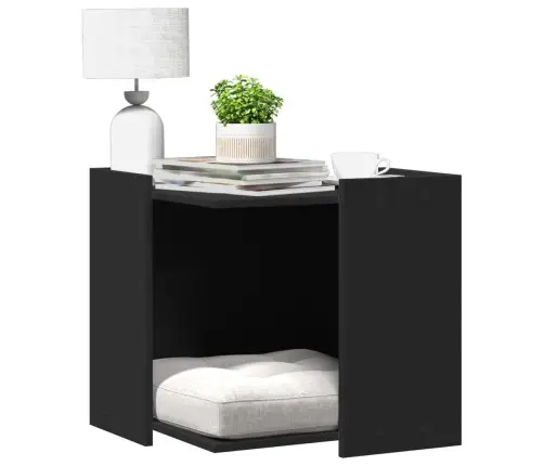 Kaķu Pakaišu Kastes Korpuss Melns 53X53X51 Cm Inženierijas Koks Vidaxl